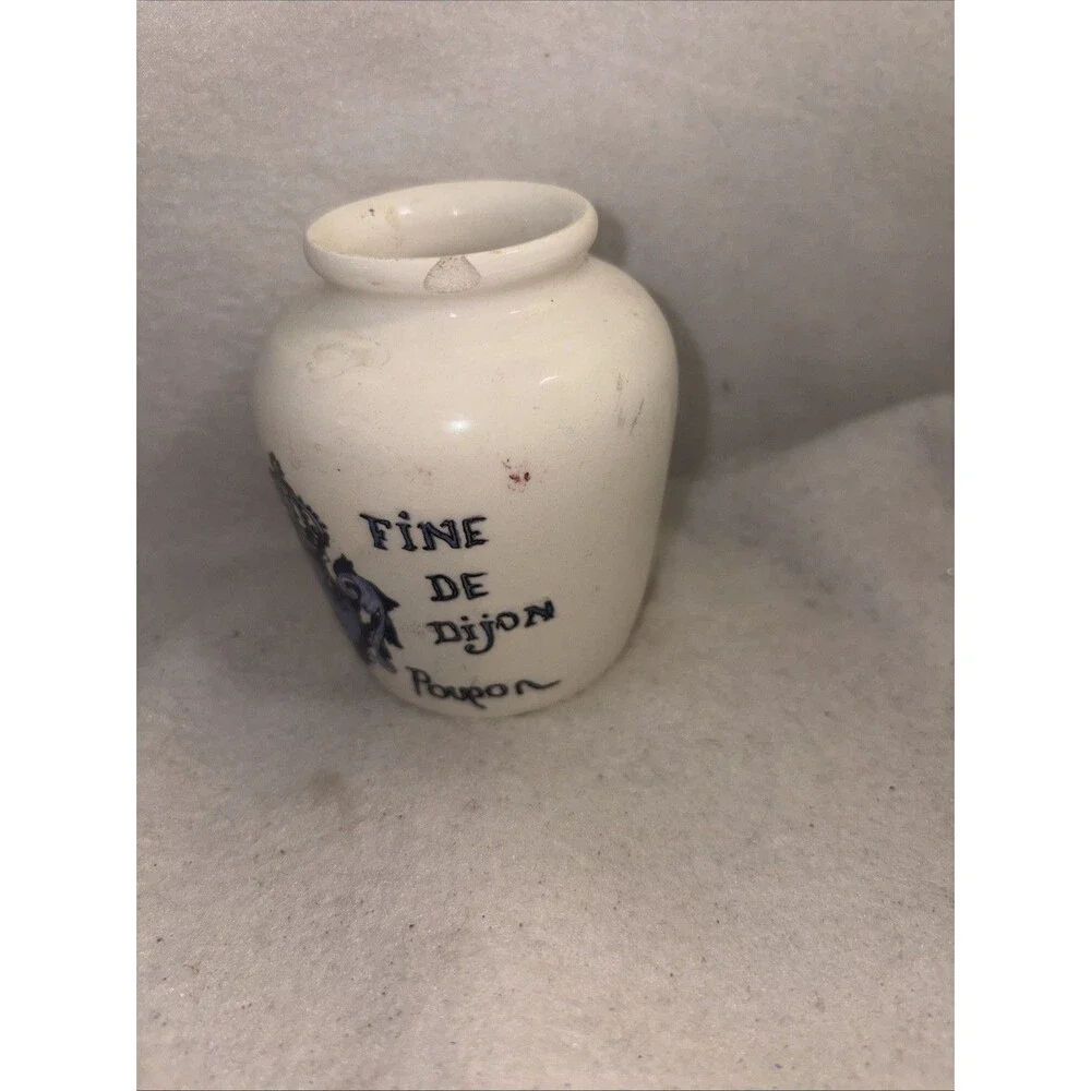 Vintage Dijon Sarreguemines Ironstone French Grey Poupon Dijon Moutarde, 1900's
